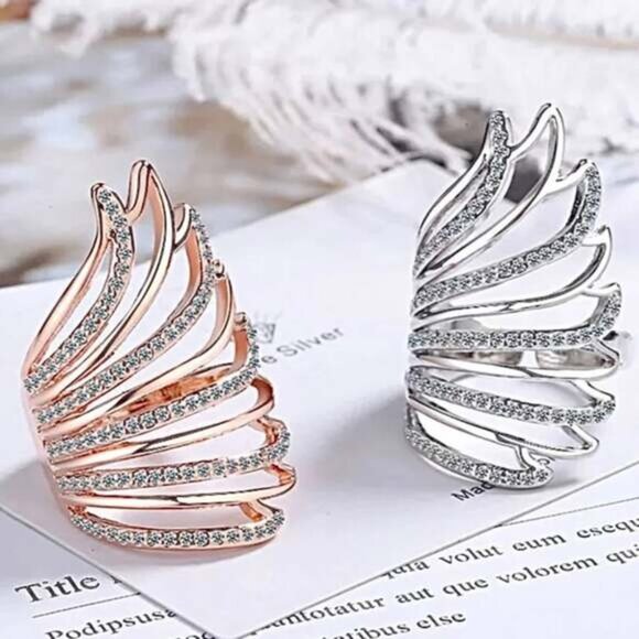 Sterling Silver Resizable Angel Wing Ring - Picture 4 of 4